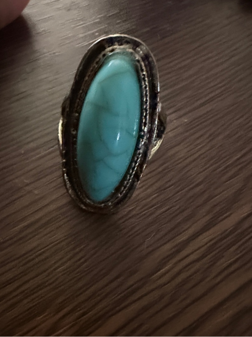 Turquoise Stone Oval Statement Ring - Unbranded